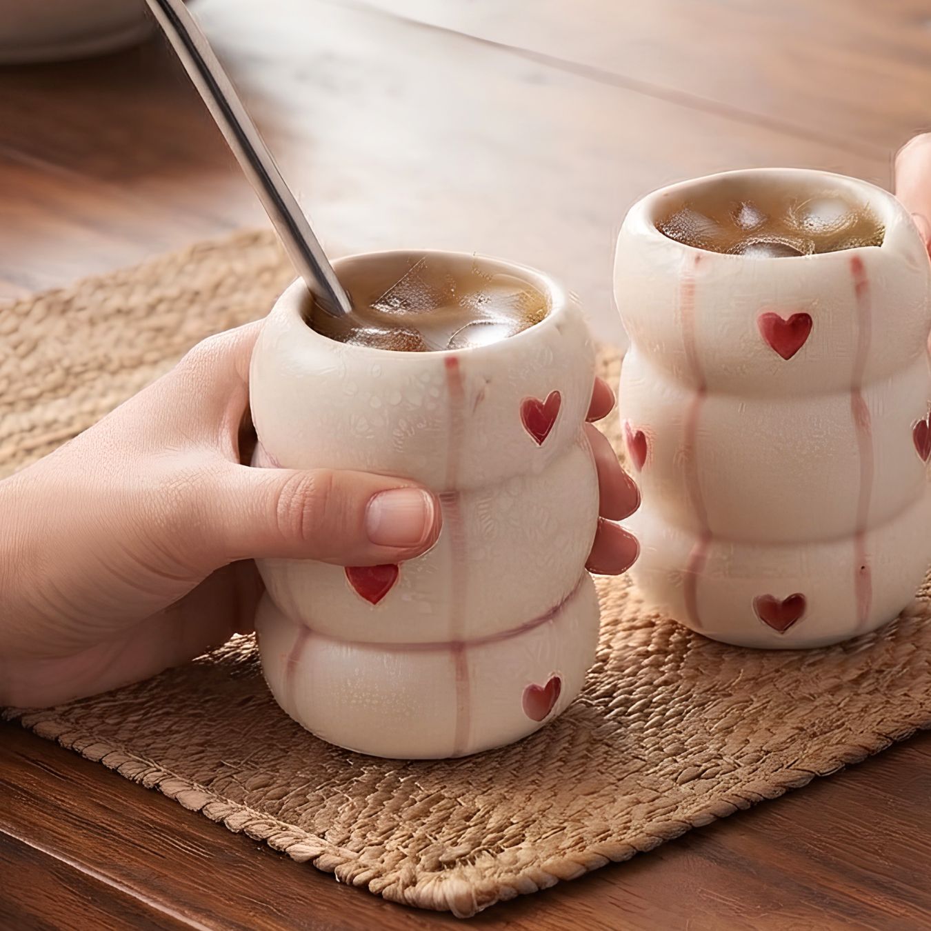 Checks tumbler with straw (280ml)