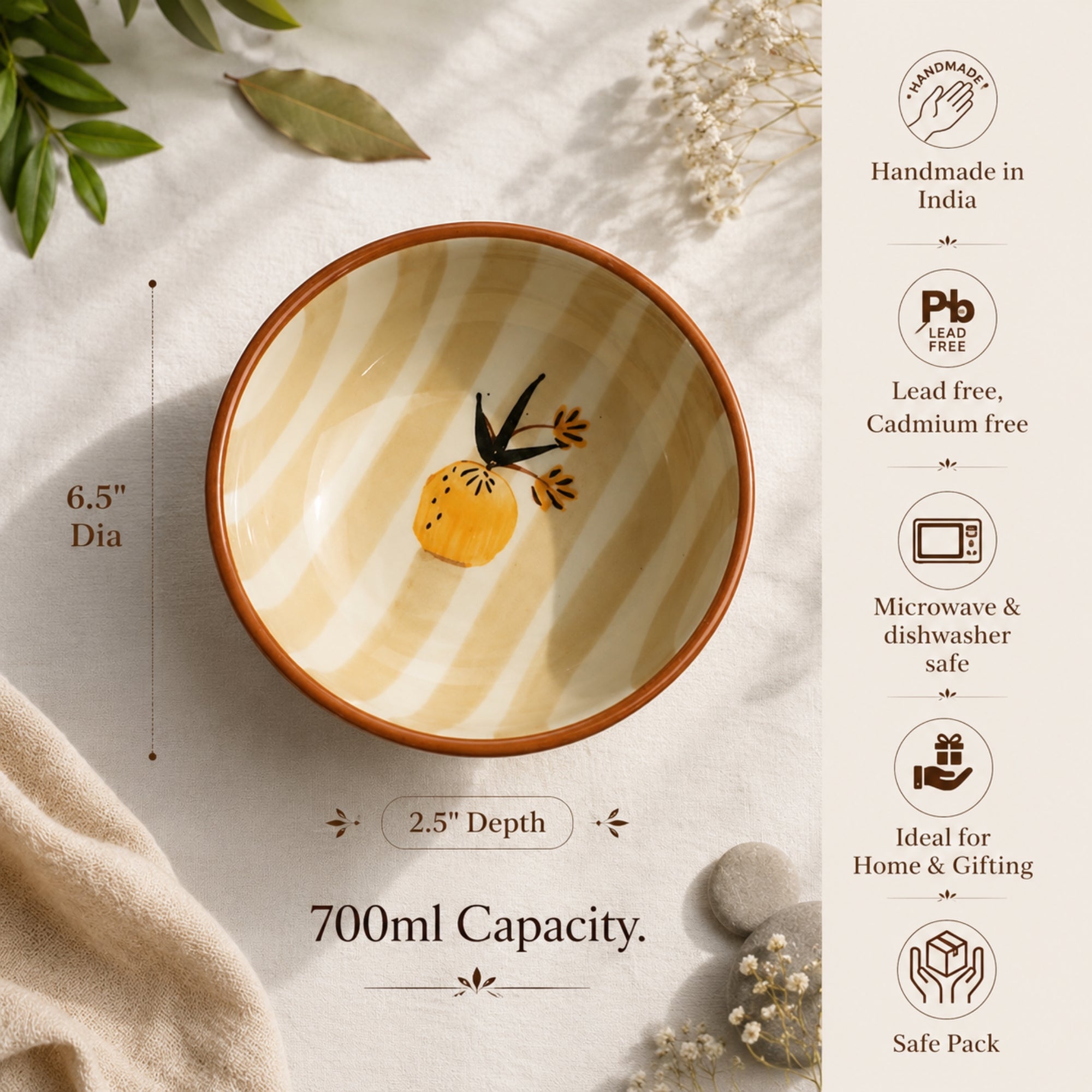 Apricot Ceramic Bowl Set (Blue + Brown)