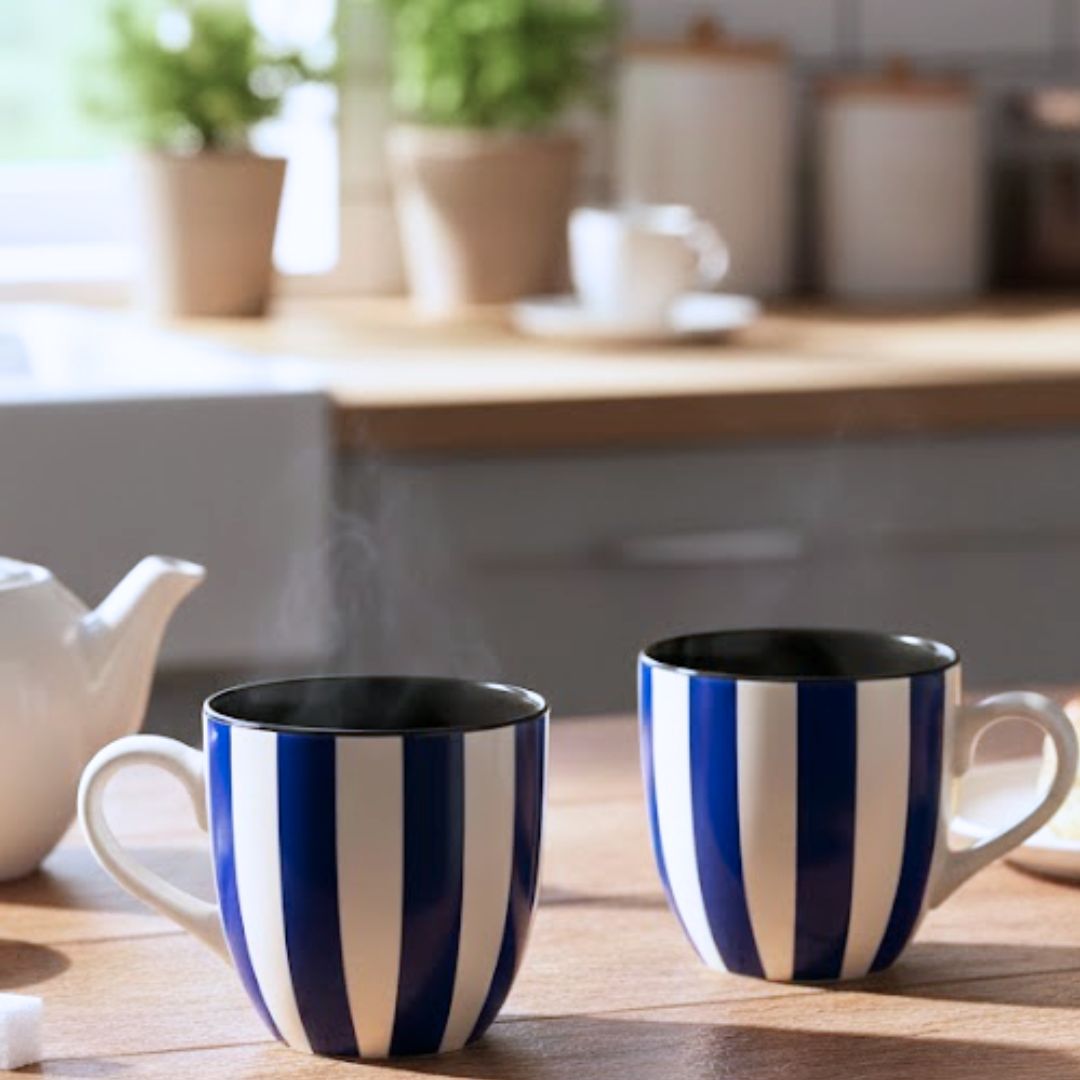 Chai Cups Set- French Navy stripes
