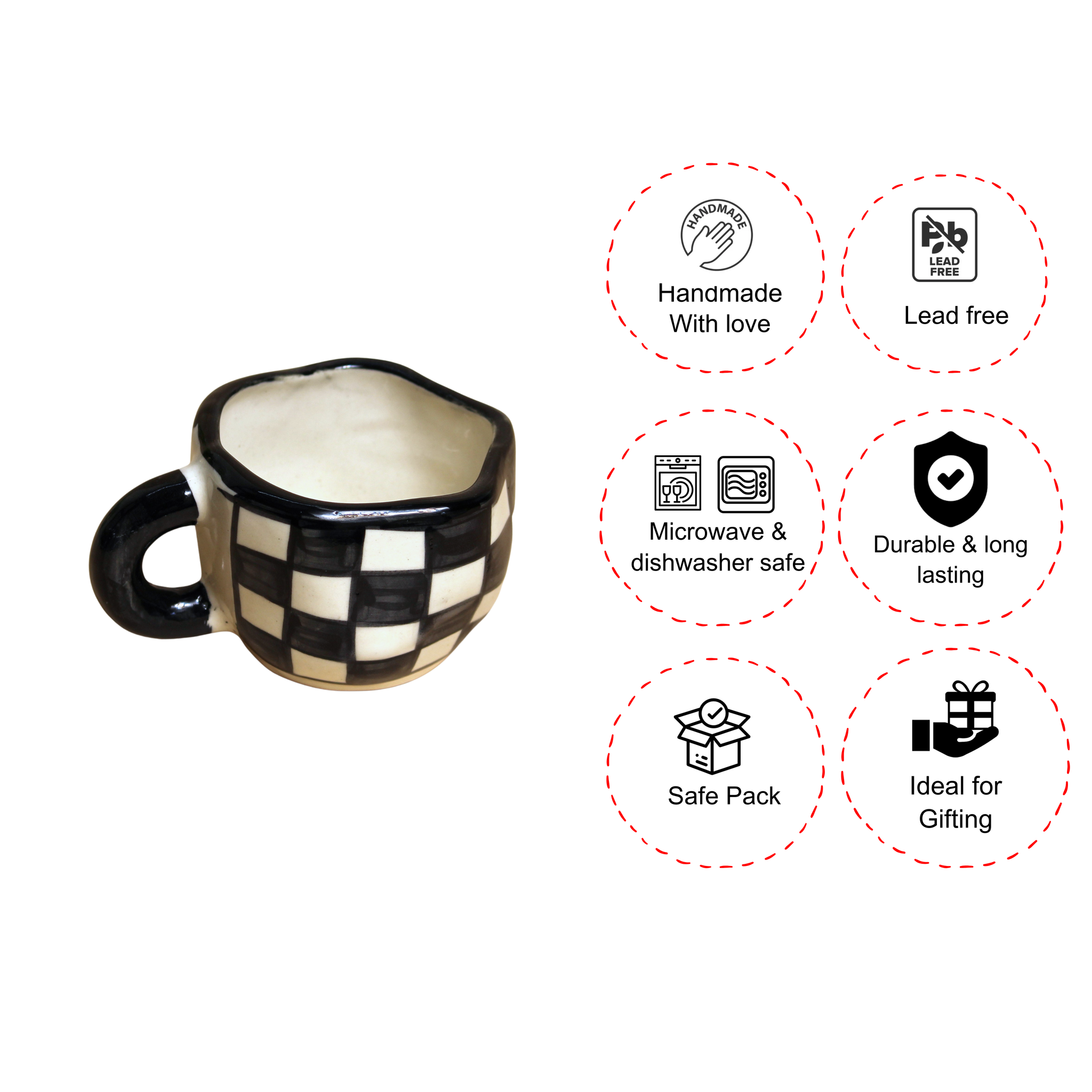 Checkered Mug : Black & Ivory