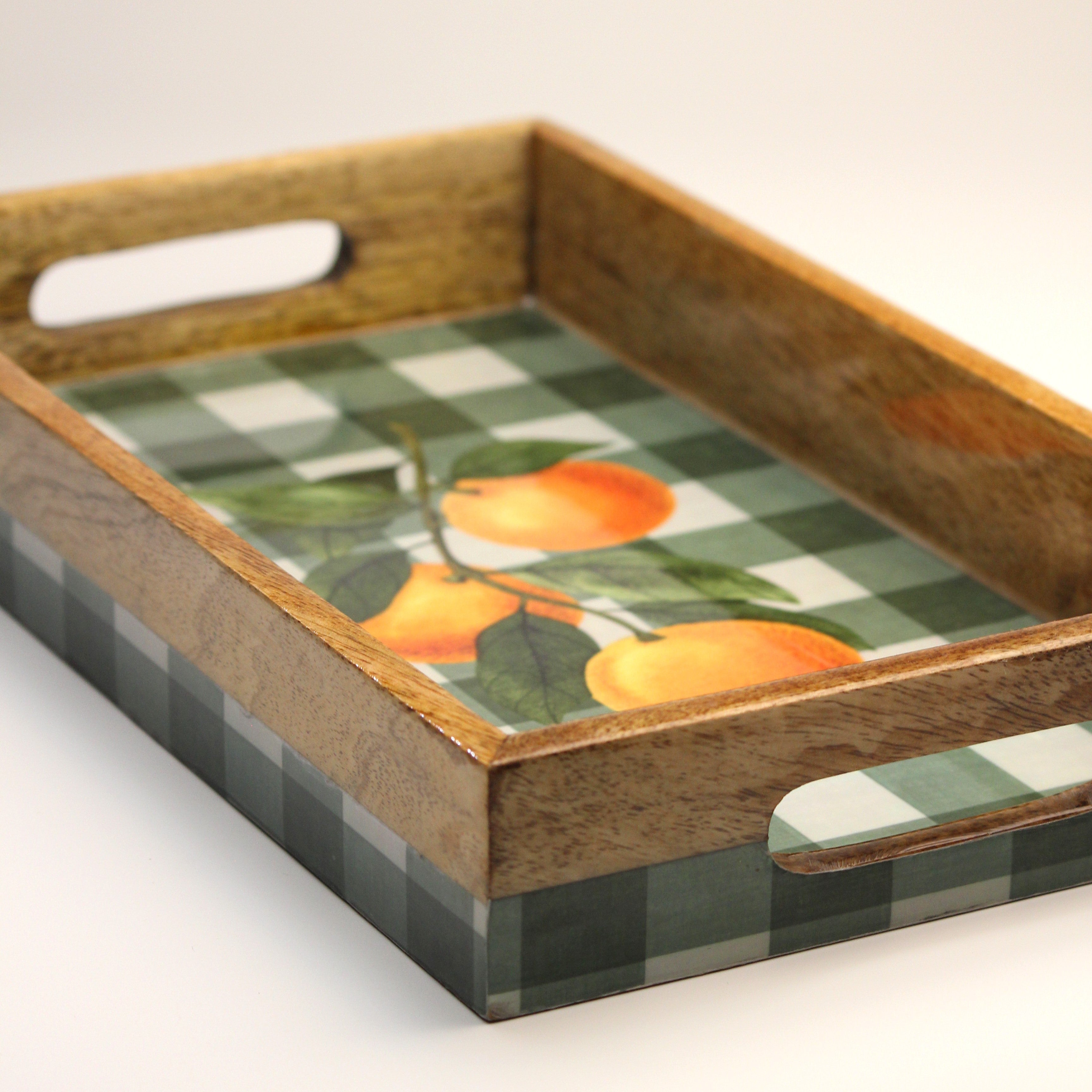 Serving set- Orange Grid Tray+ Green Cups (Set of 4)
