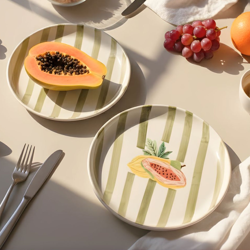 Olive Papaya 8.5" Plate- For Paratha, pizza & more