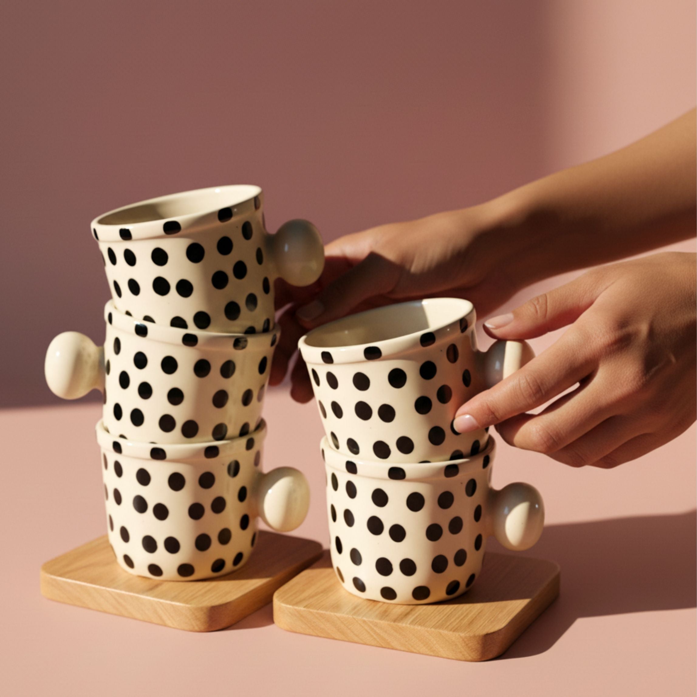 Dots Mug - Cute Handle Minimal Mug