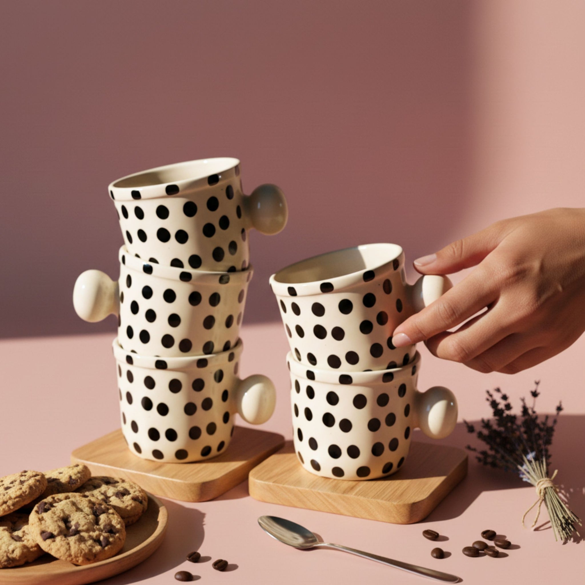 Dots Mug - Cute Handle Minimal Mug