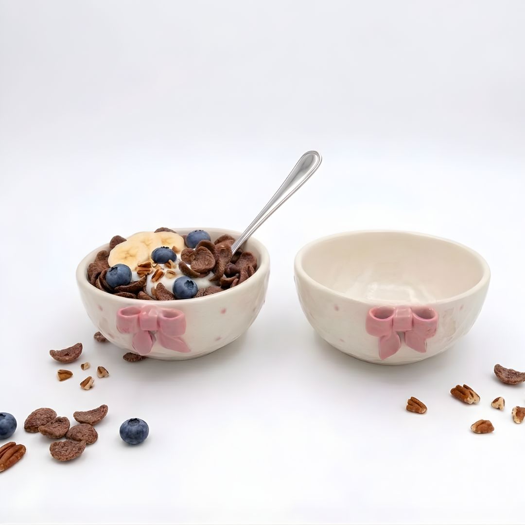 Pink Bow Bowl- (300ml) Multipurpose for small bites