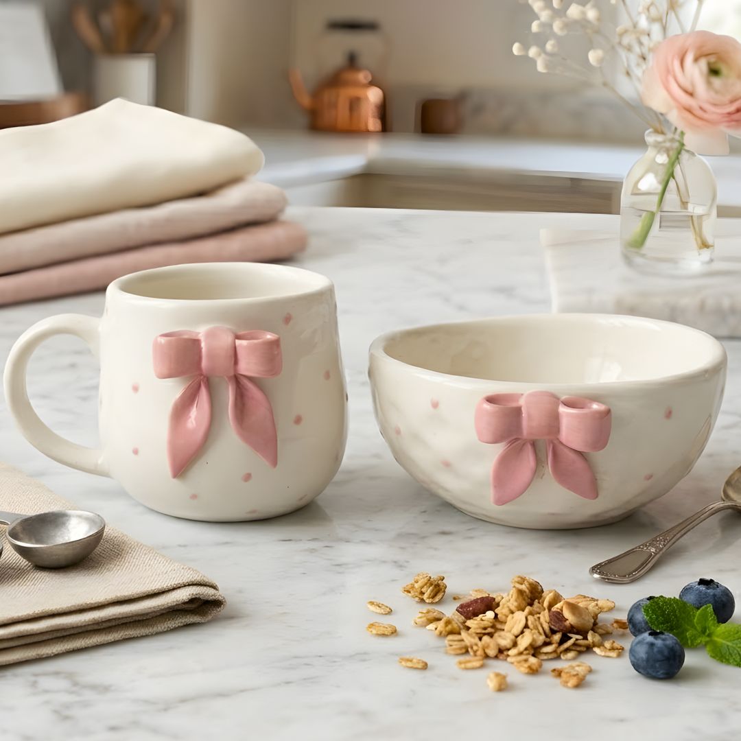 Pink Bow Bowl- (300ml) Multipurpose for small bites