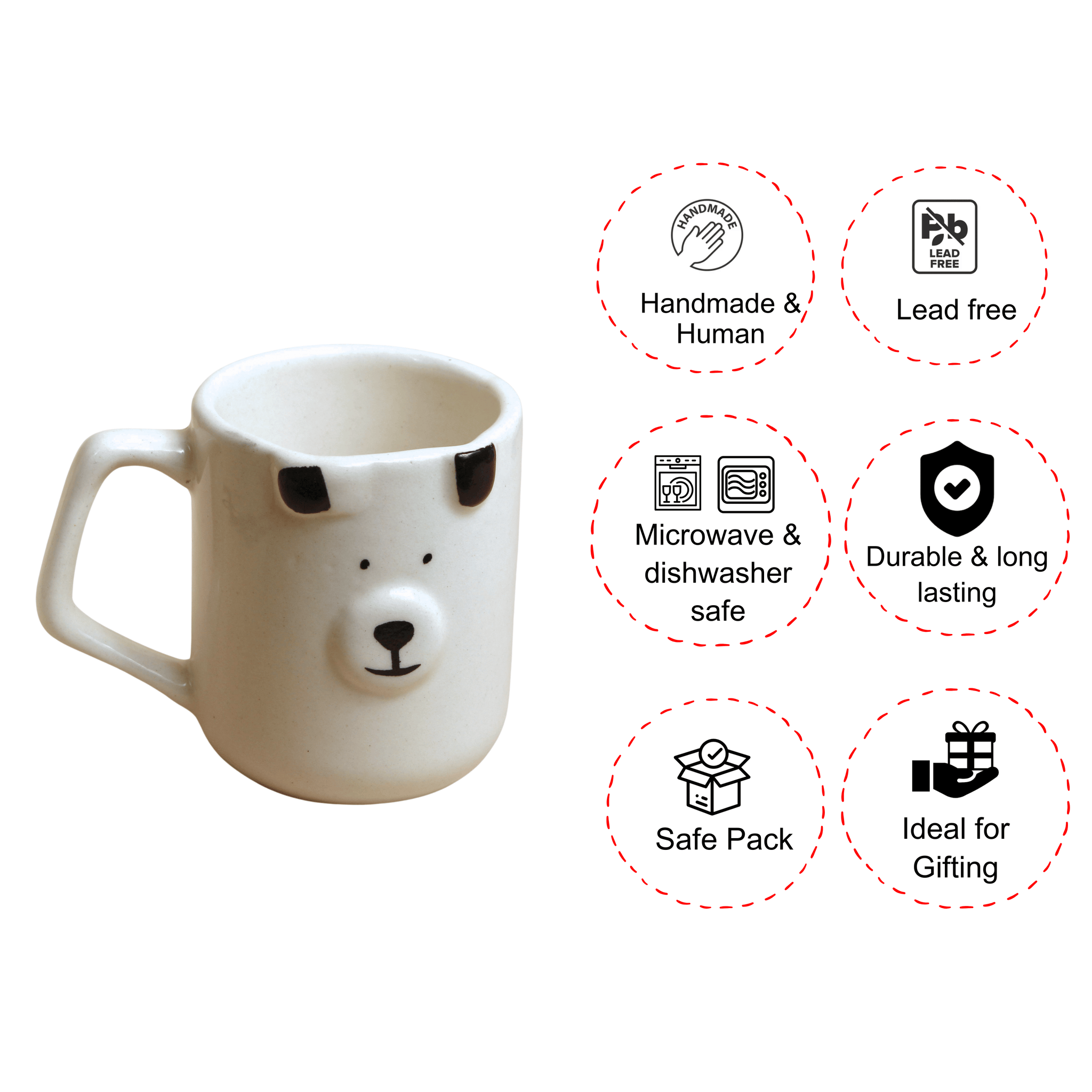 Paws Ceramic Jar + Mug set- Puppy Themed Ceramic Jars and Mugs (Set of 4- 2 mugs, 2 jars )Combo