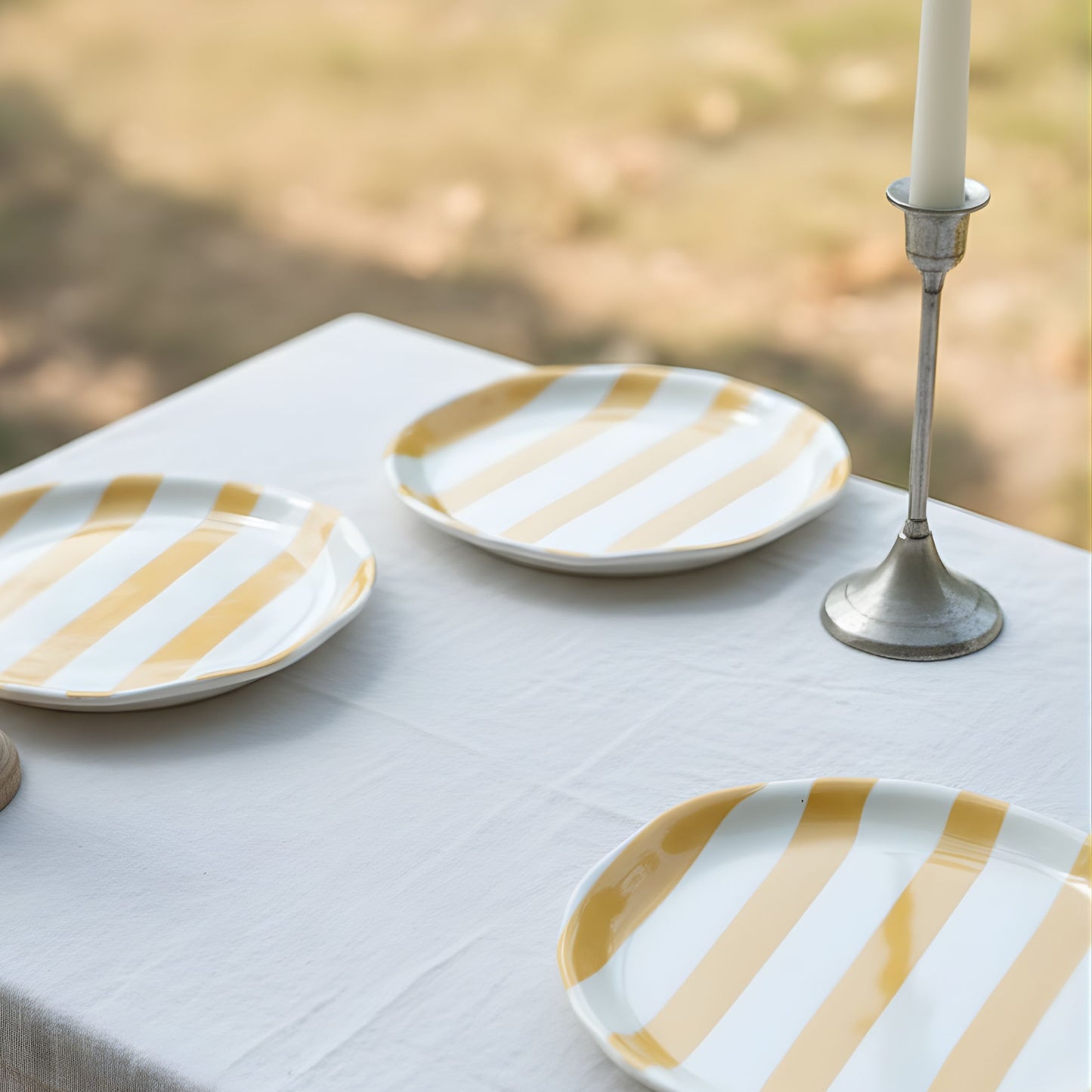 Yellow brushstroked 6.5" Plate- Quarter plates