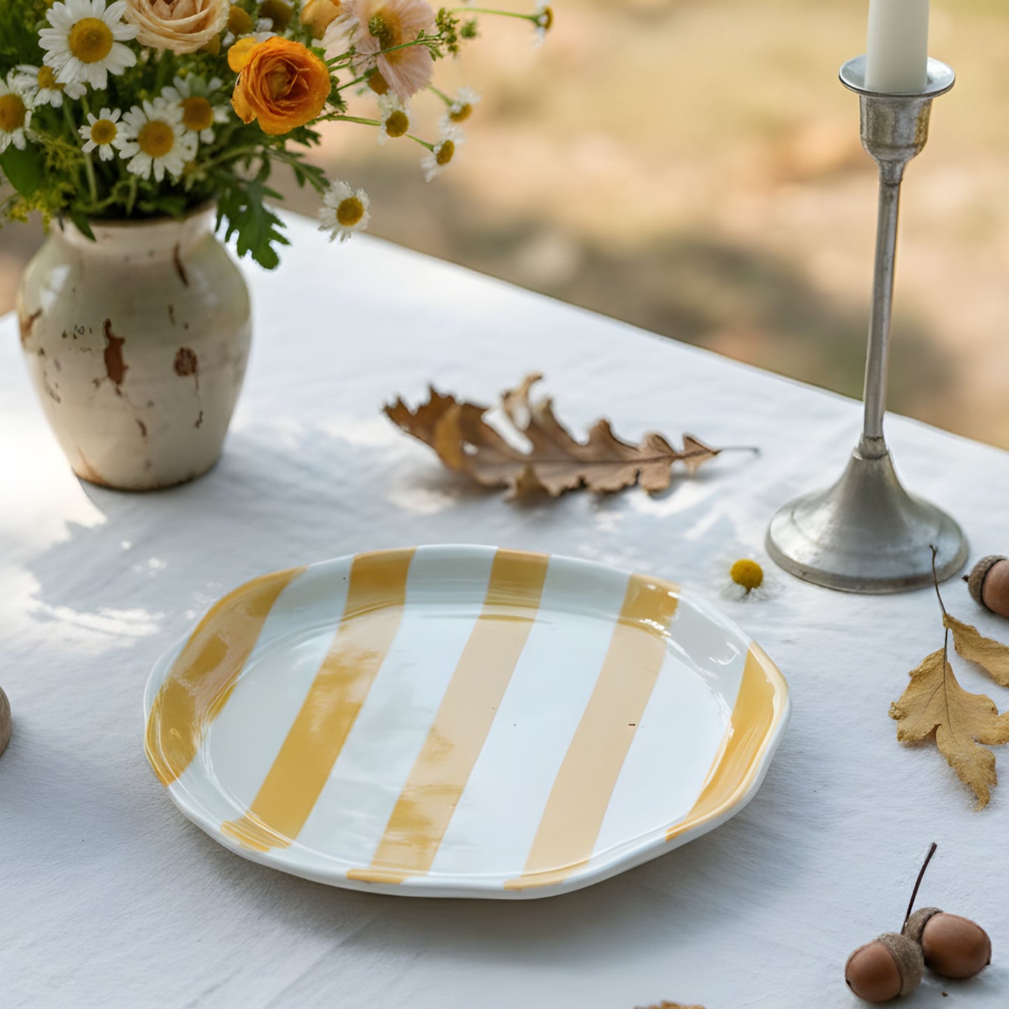 Yellow brushstroked 6.5" Plate- Quarter plates