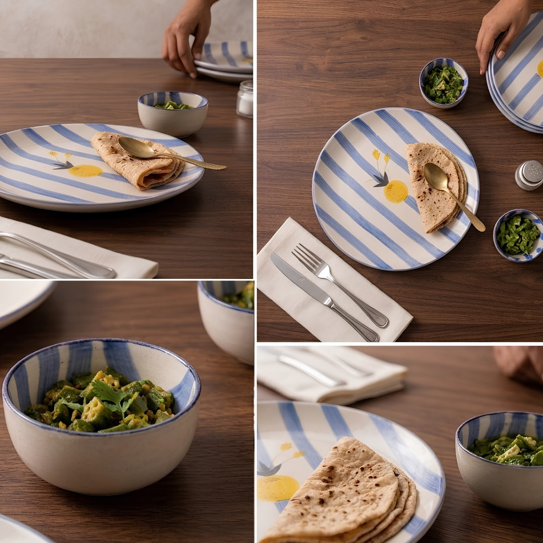 Apricot 8 Pcs Ceramic Dinner Set- Plates+ Bowls