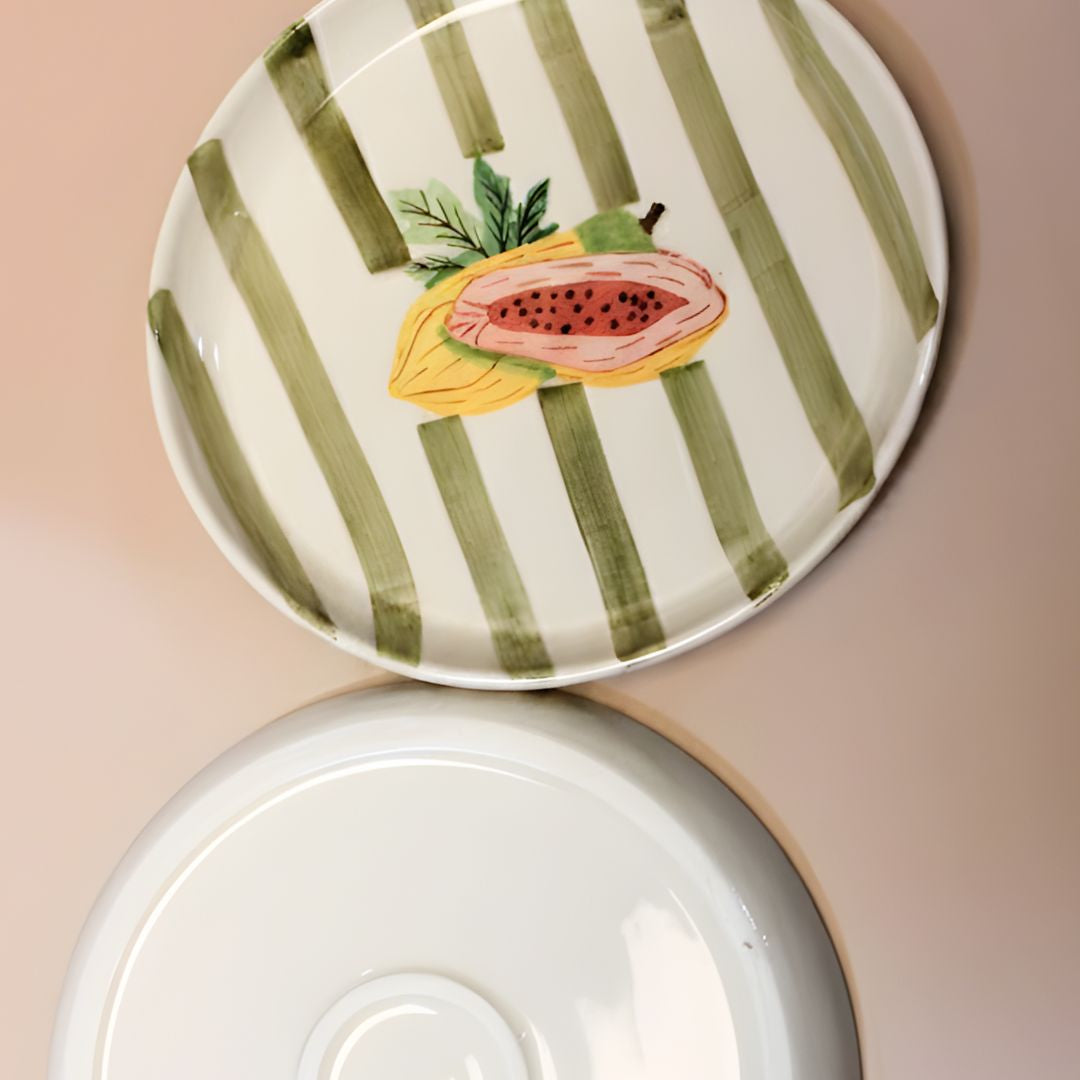 Olive Papaya 8.5" Plate- For Paratha, pizza & more