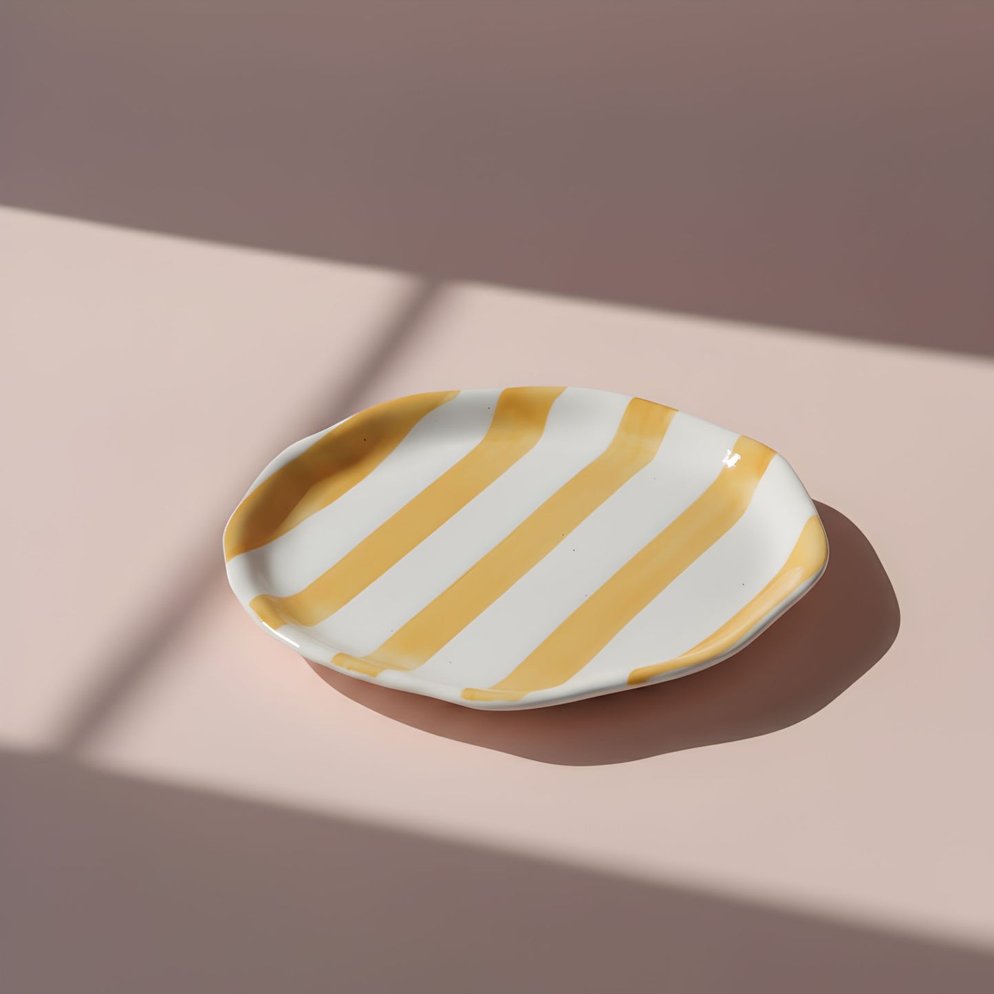 Yellow brushstroked 6.5" Plate- Quarter plates