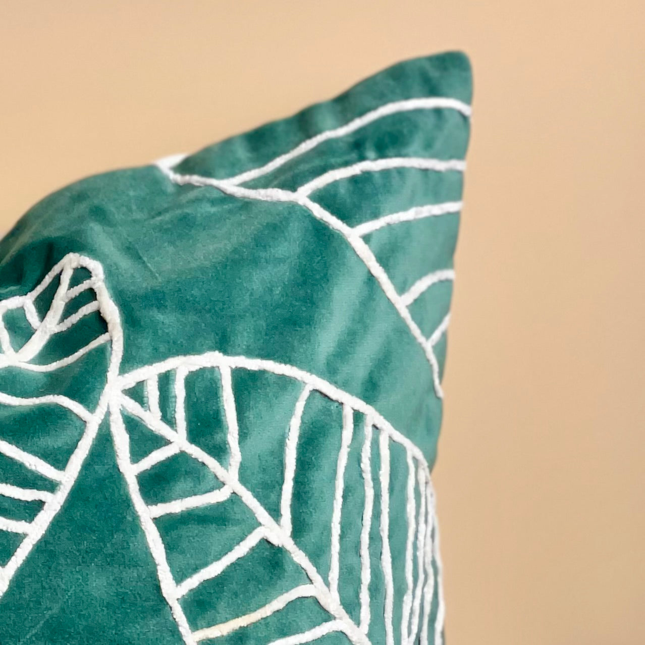 Emerald Leaf Whisper Cushion cover- Green