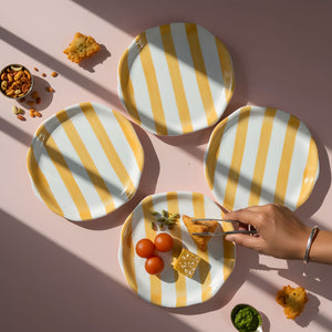 Yellow brushstroked 6.5" Plate Set