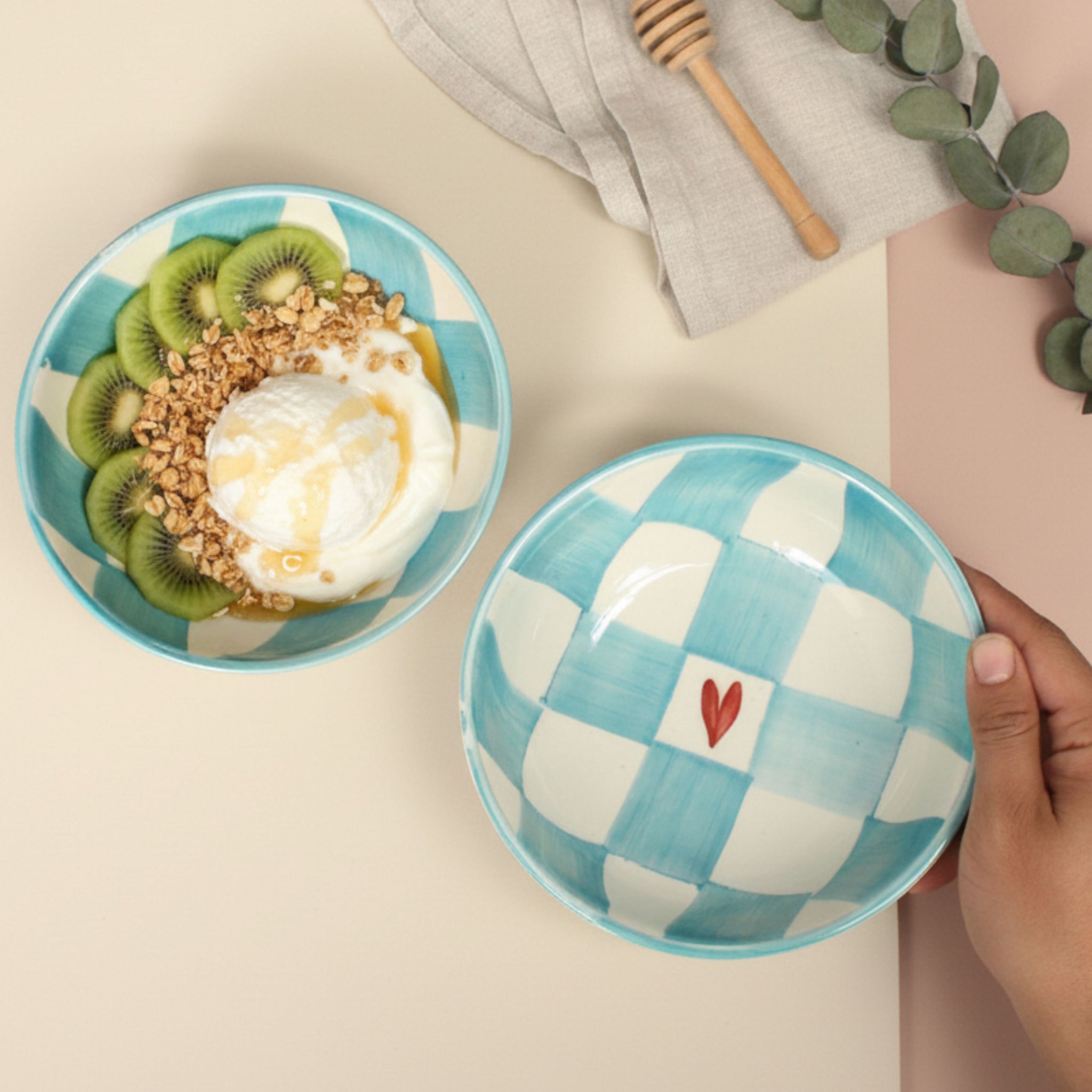 Sea Check Ceramic Bowl- Multipurpose Deep Bowls