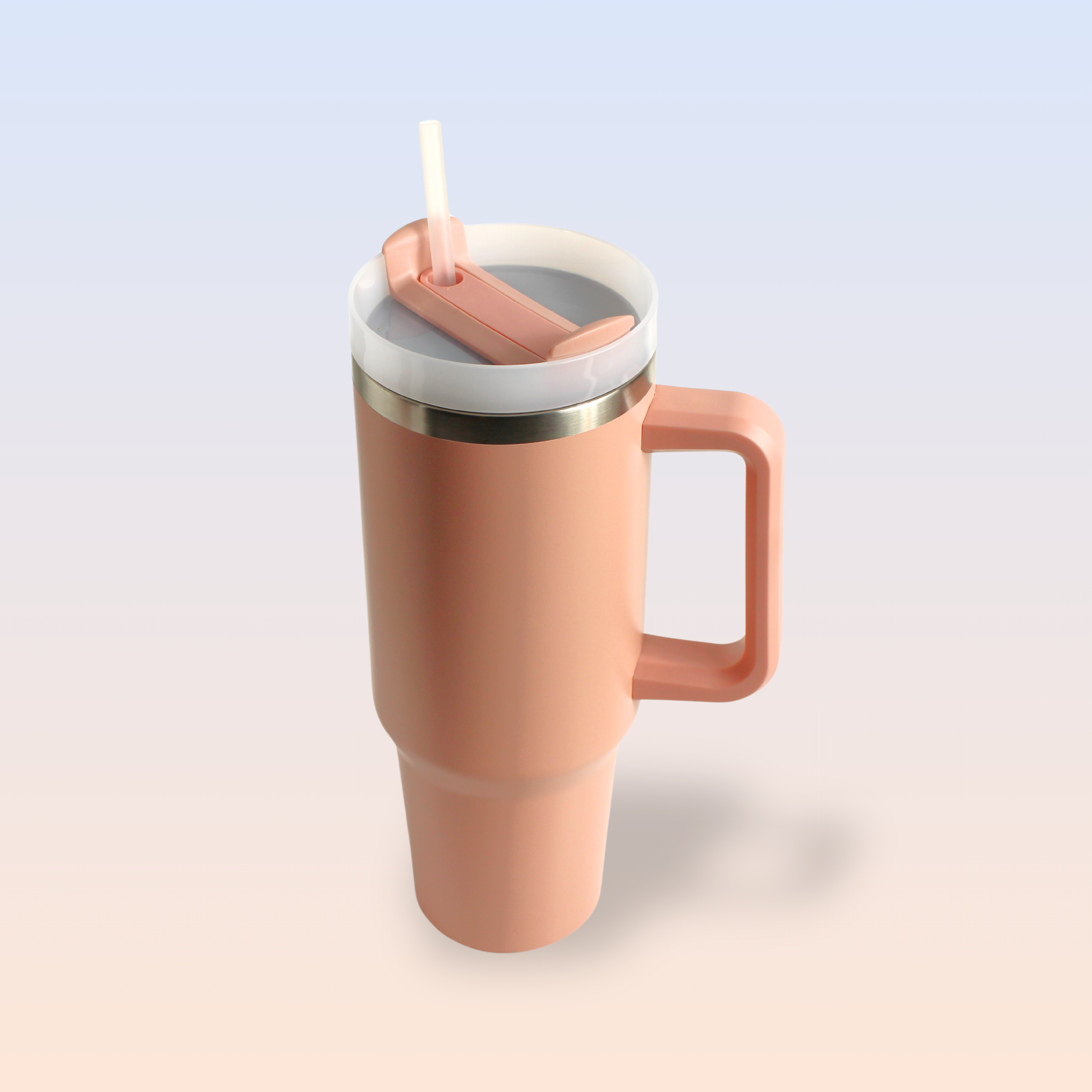 Tumbler with Handle, Straw & Lid I Leakproof Tumbler I Hot and Cold - Peach