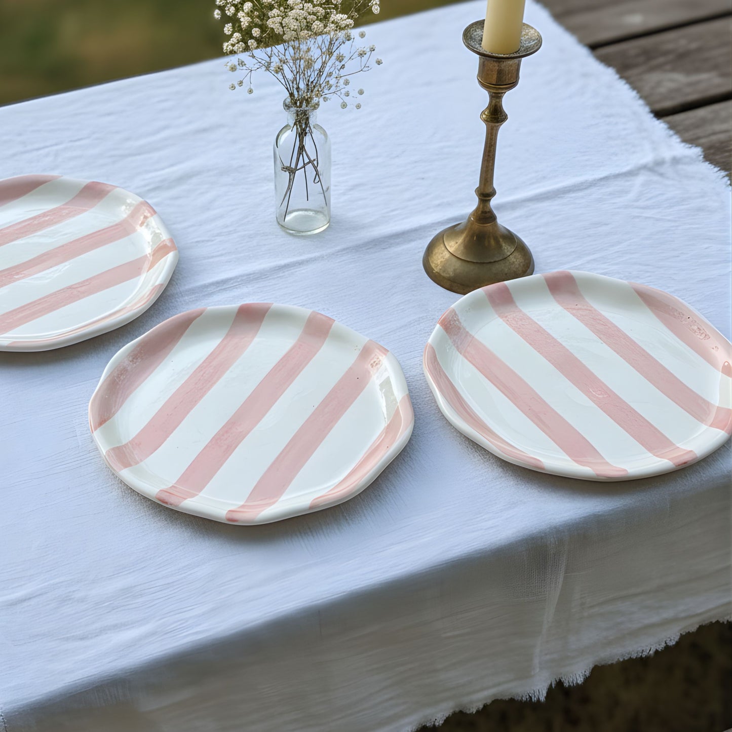 Pink brushstroked 6.5" Plate- Quarter plates