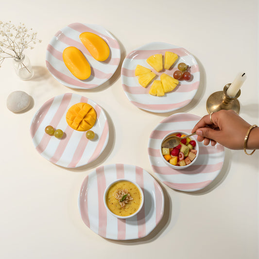 Pink brushstroked 6.5" Plate- Quarter plates