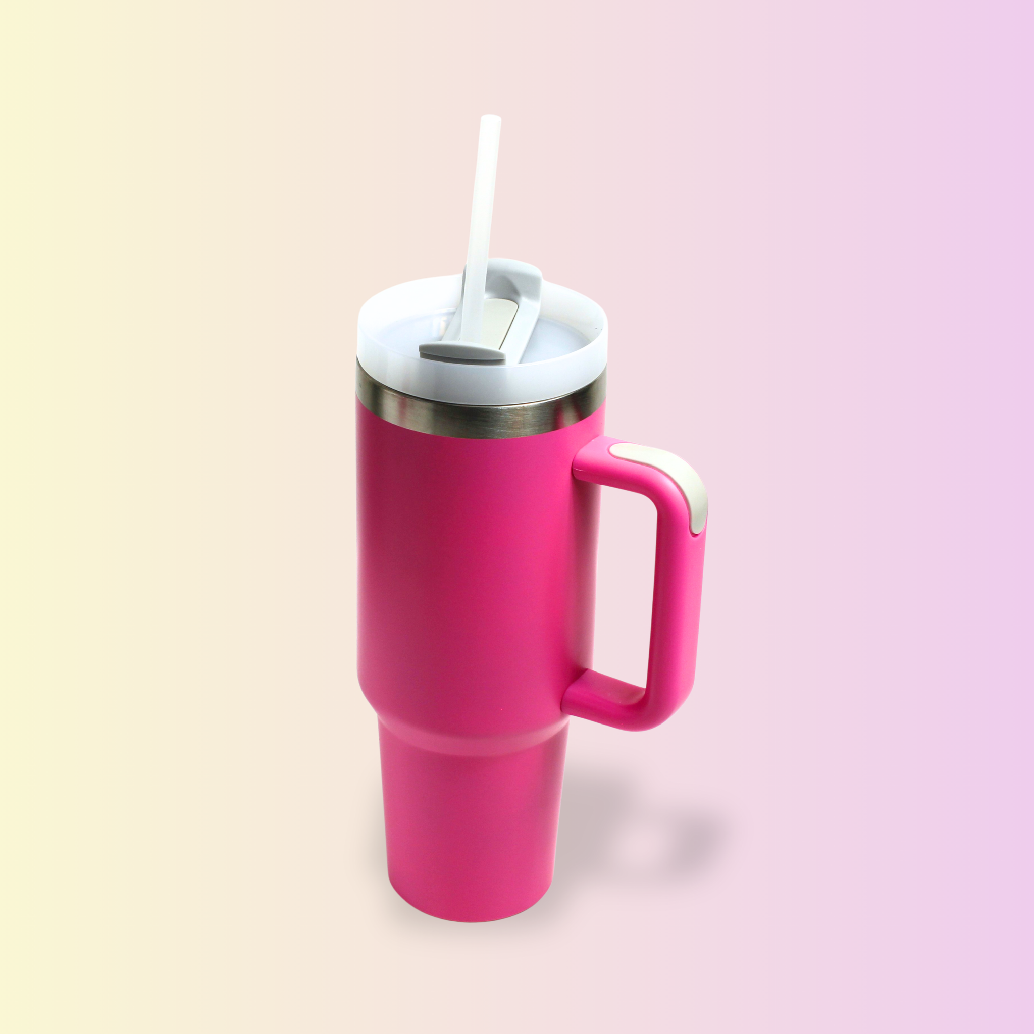 Tumbler with Handle, Straw & Lid I Leakproof Tumbler I Hot and Cold - Hot Pink