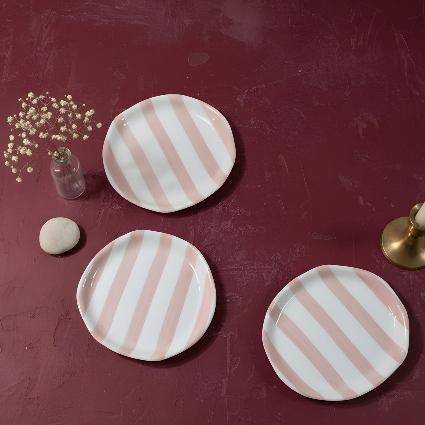 Pink brushstroked 6.5" Plate- Quarter plates