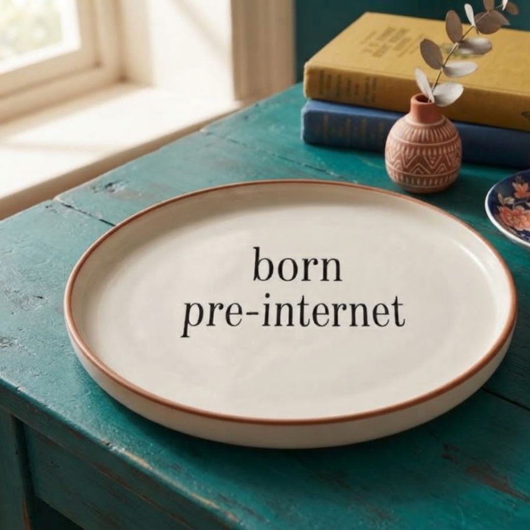 pre-internet plates– Retro  Inspired, Set of 2 Quarter Plates