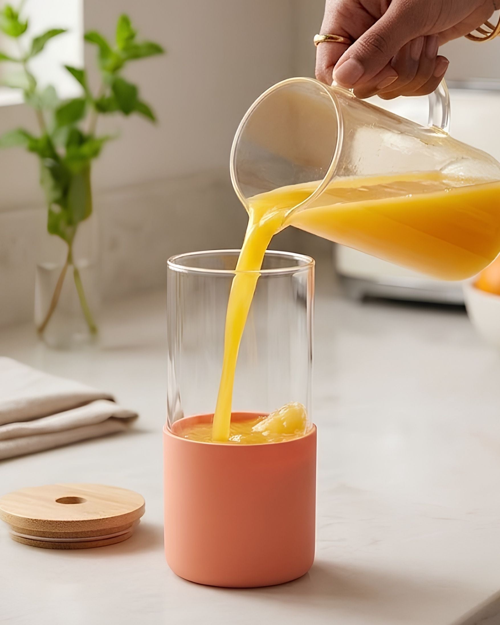 Cozy glass tumbler - with lid & straw (400ml)