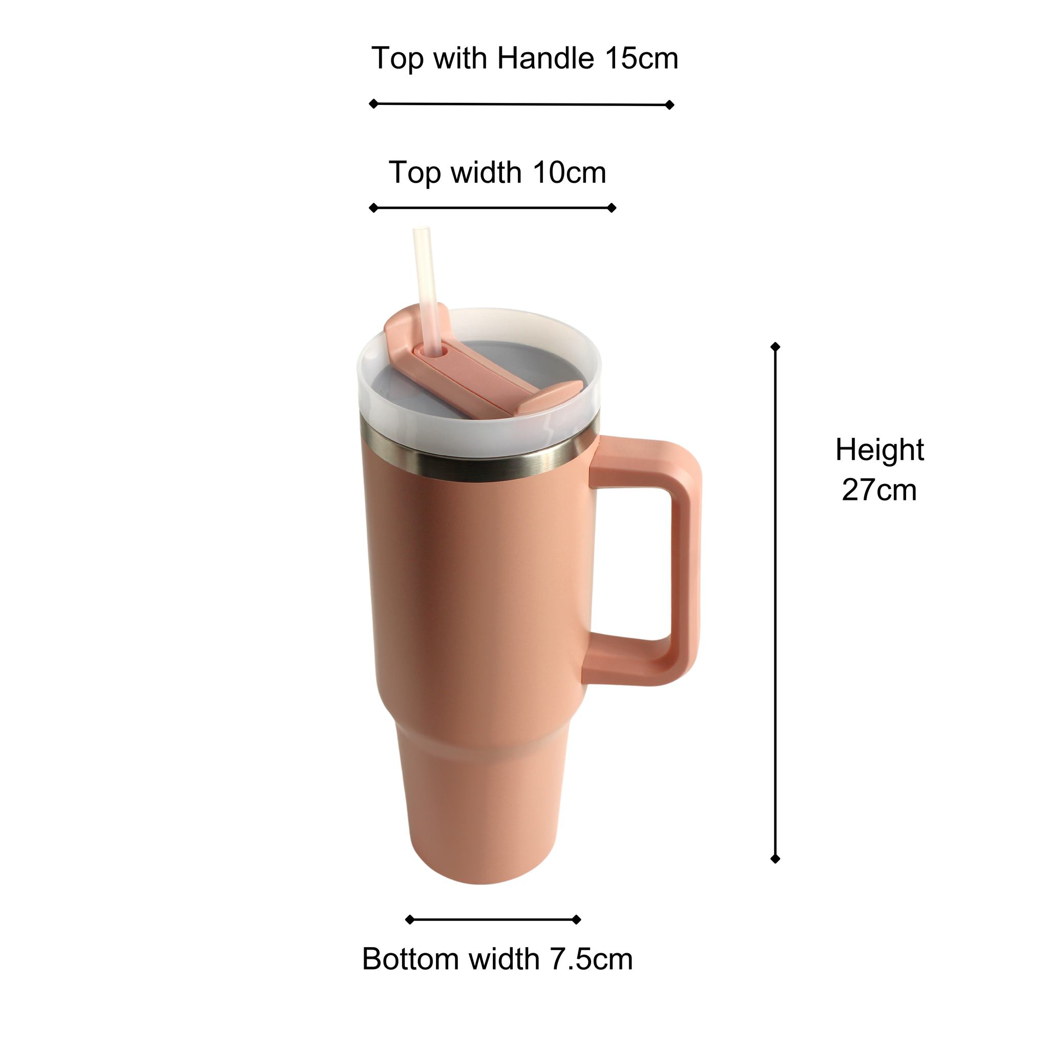 Tumbler with Handle, Straw & Lid I Leakproof Tumbler I Hot and Cold - Peach