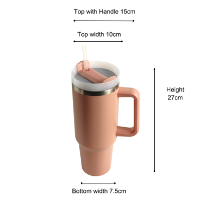 Tumbler with Handle, Straw & Lid I Leakproof Tumbler I Hot and Cold - Peach