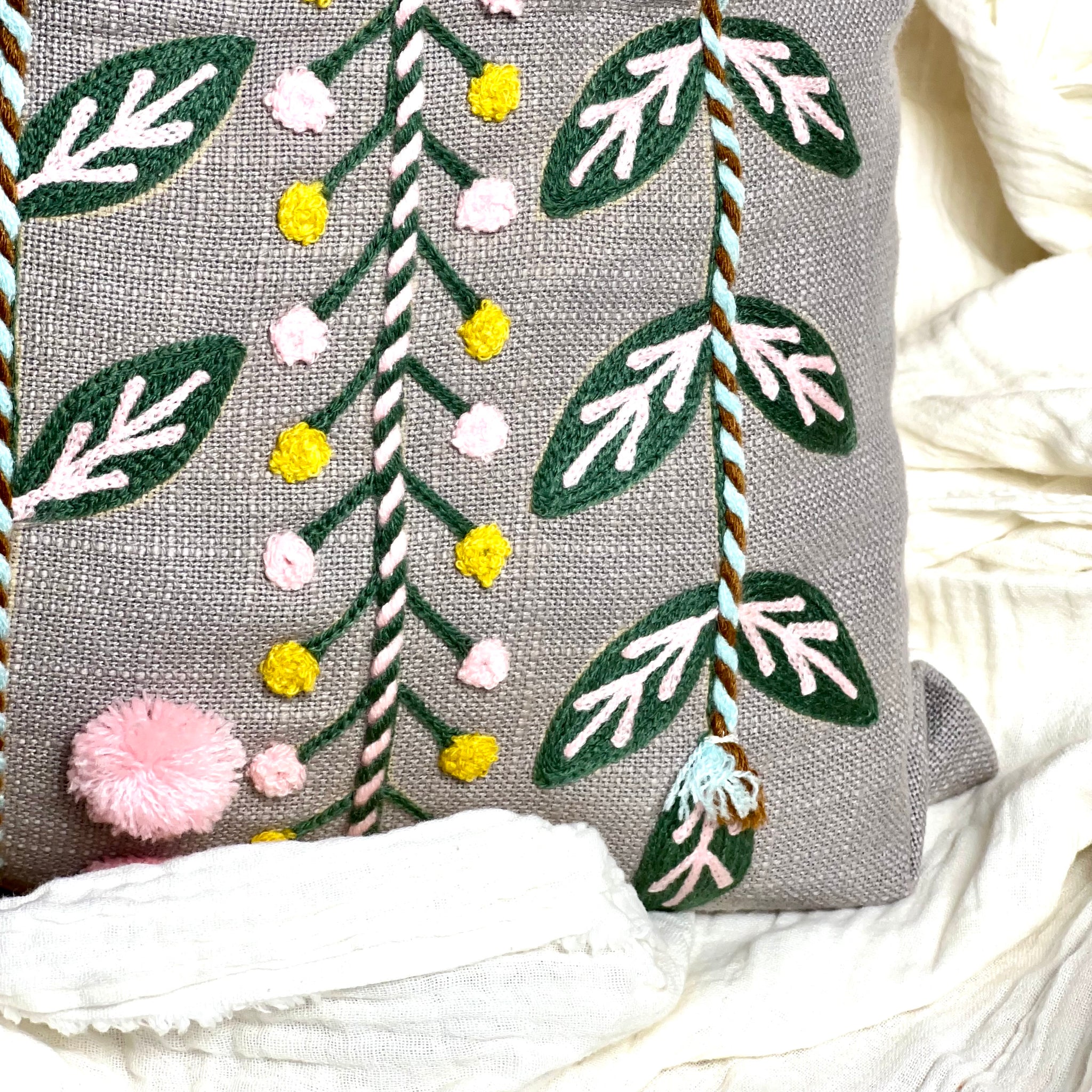 Floral Elegance Grey cushion cover- Grey