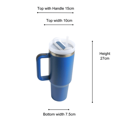 Tumbler with Handle, Straw & Lid I Leakproof Tumbler I Hot and Cold - Blue