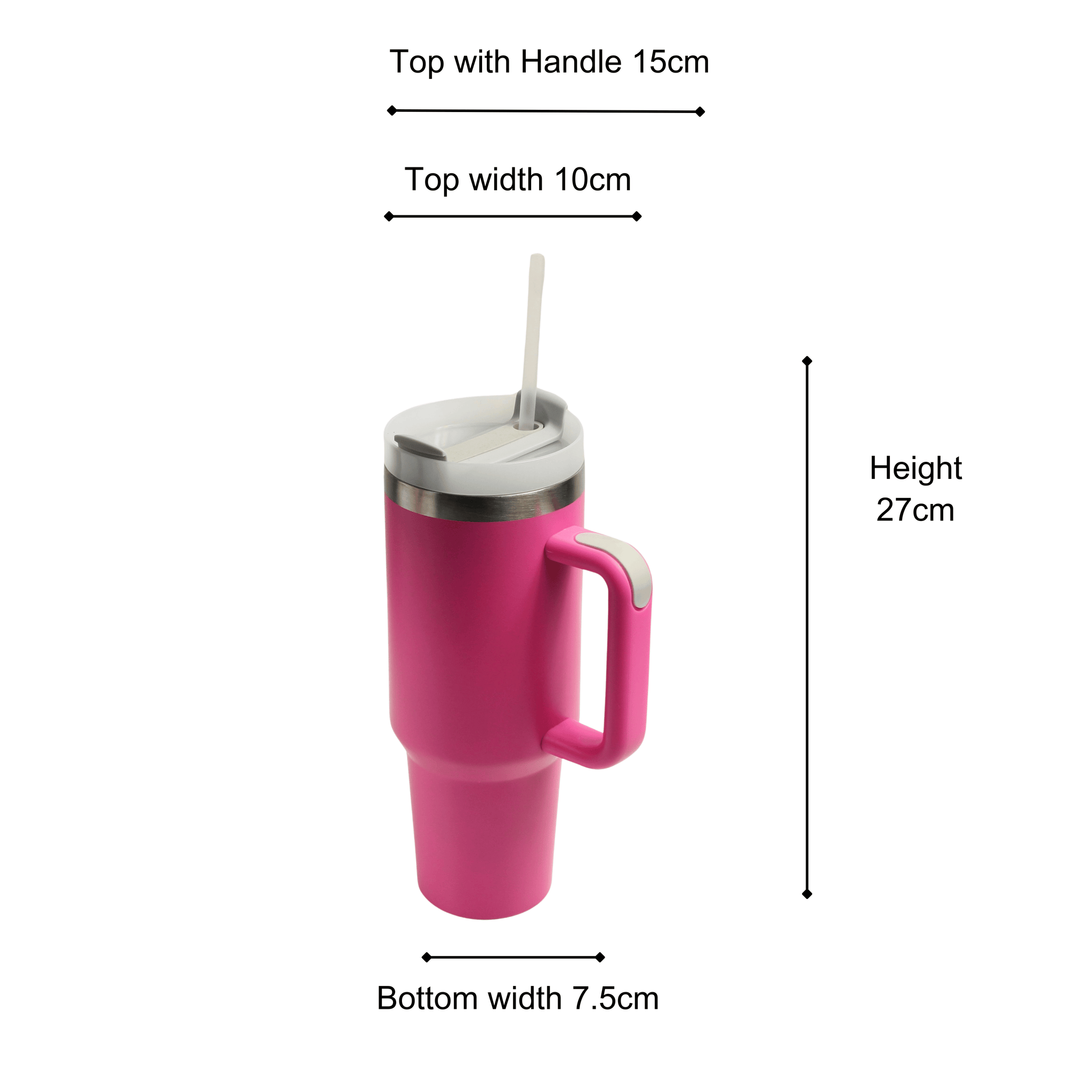 Tumbler with Handle, Straw & Lid I Leakproof Tumbler I Hot and Cold - Hot Pink