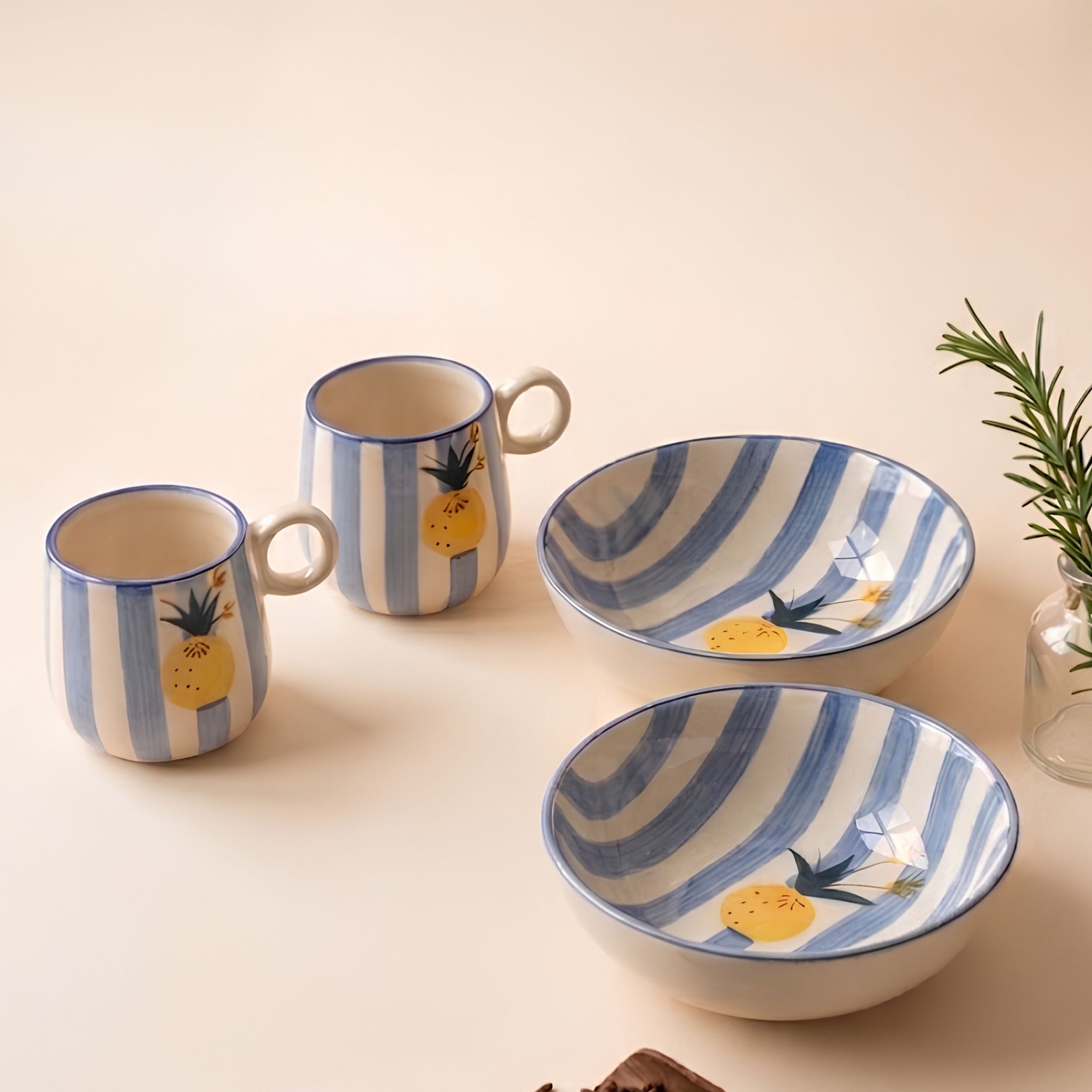Breakfast Set - Apricot Ceramic Bowl+ Mug Set