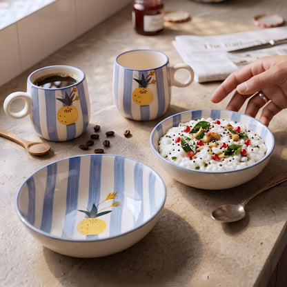 Breakfast Set - Apricot Ceramic Bowl+ Mug Set