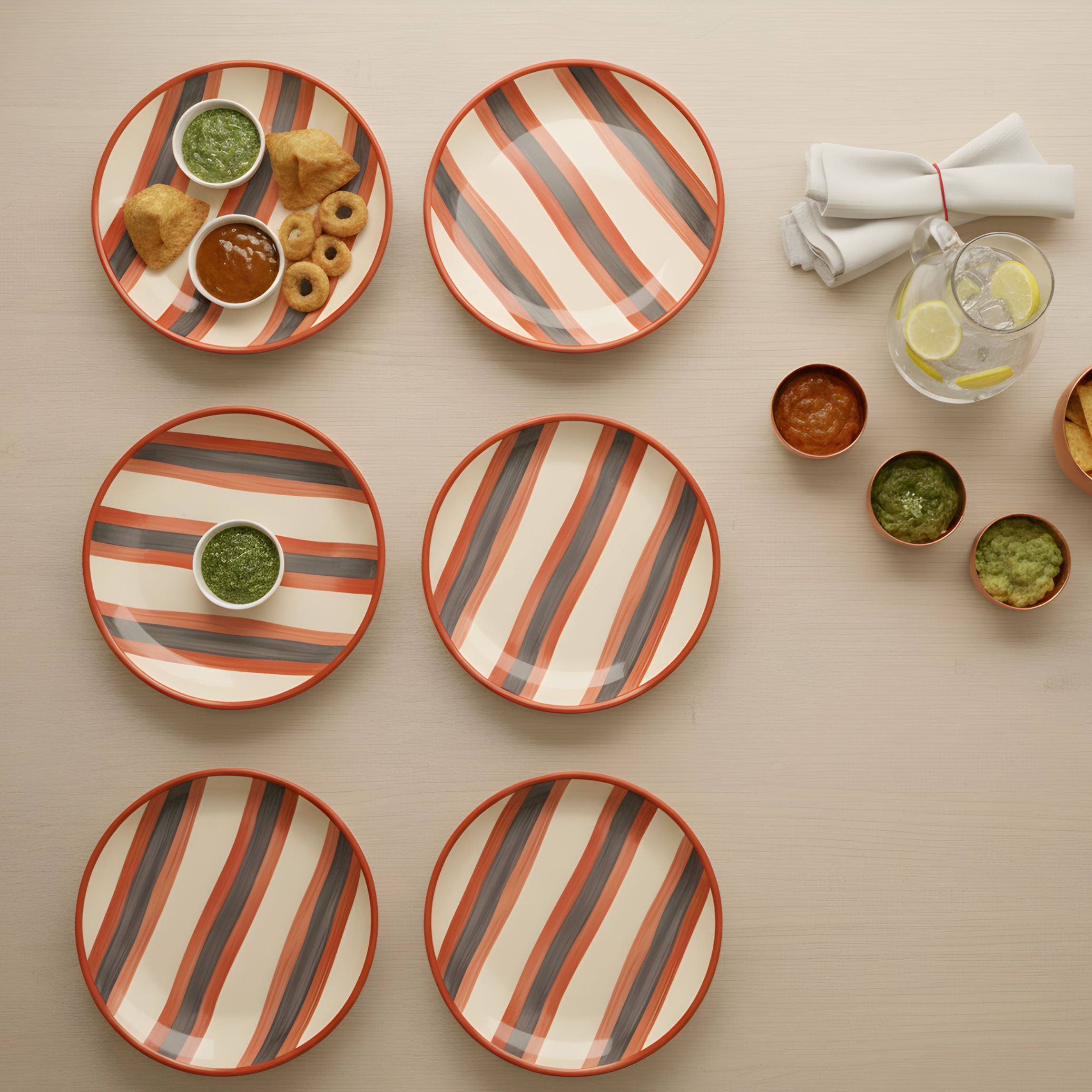 Urban Stripes Snack Plates-Quarter Plates 7