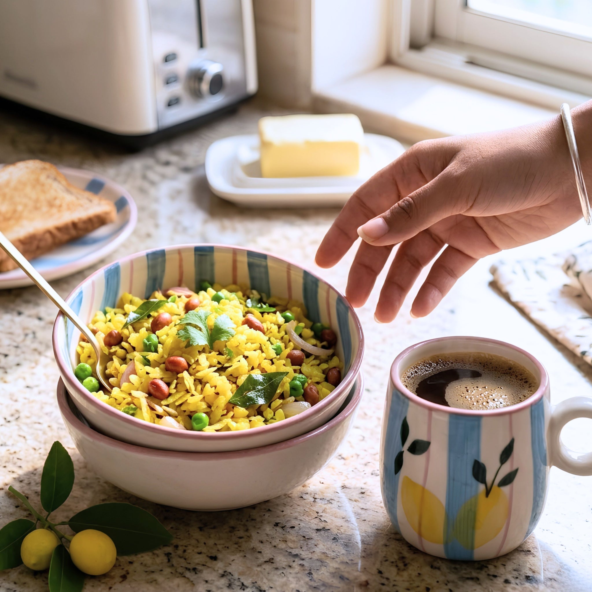 Breakfast Set - Breeze Lemons Ceramic Bowl+ Mug Set