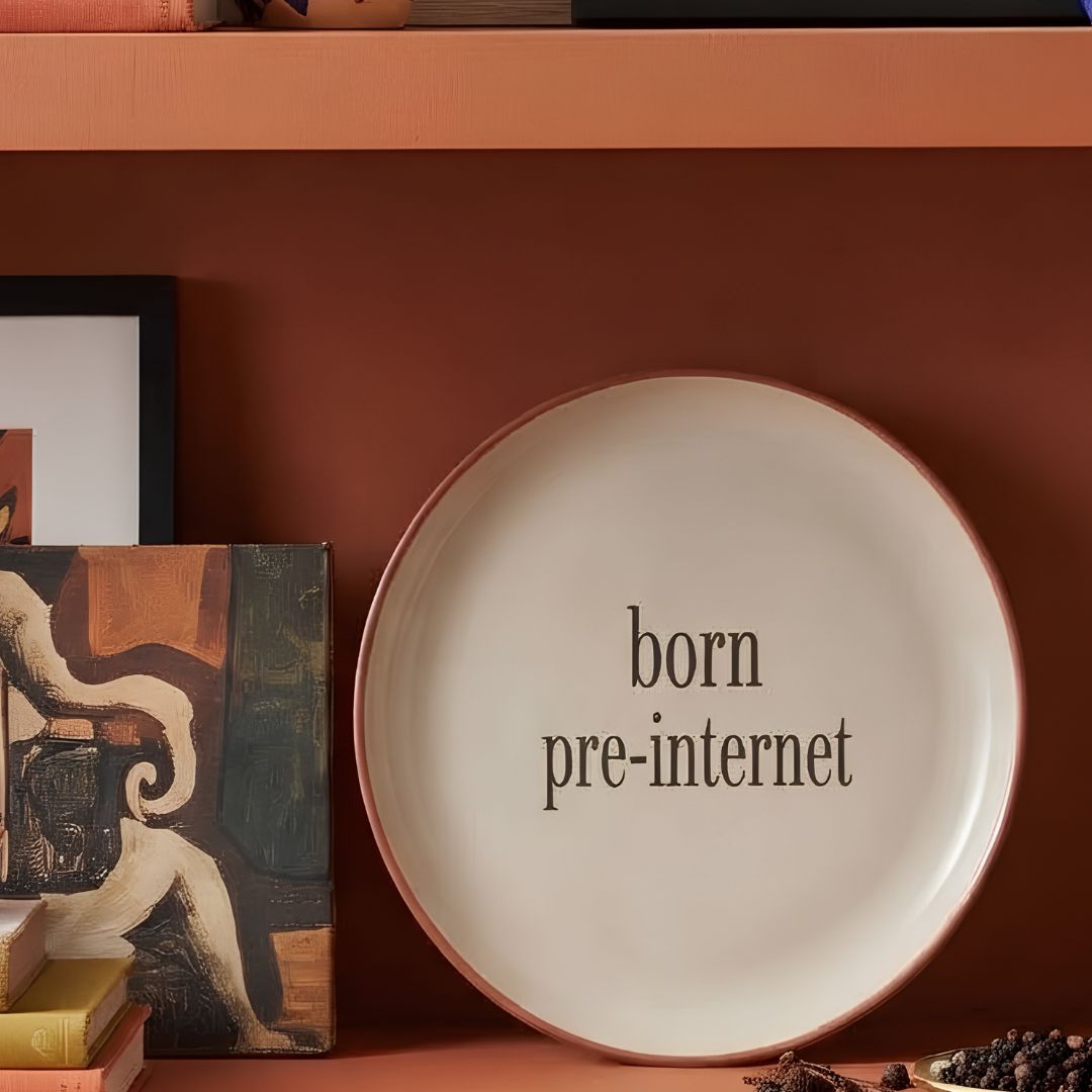 pre-internet plates– Retro  Inspired, Set of 2 Quarter Plates
