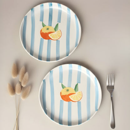 Pomelo Stripes 8.5" Plate- For Paratha, pizza & more