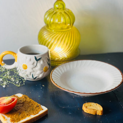 Sunflower Mug + Off-White Deep Plate Combo