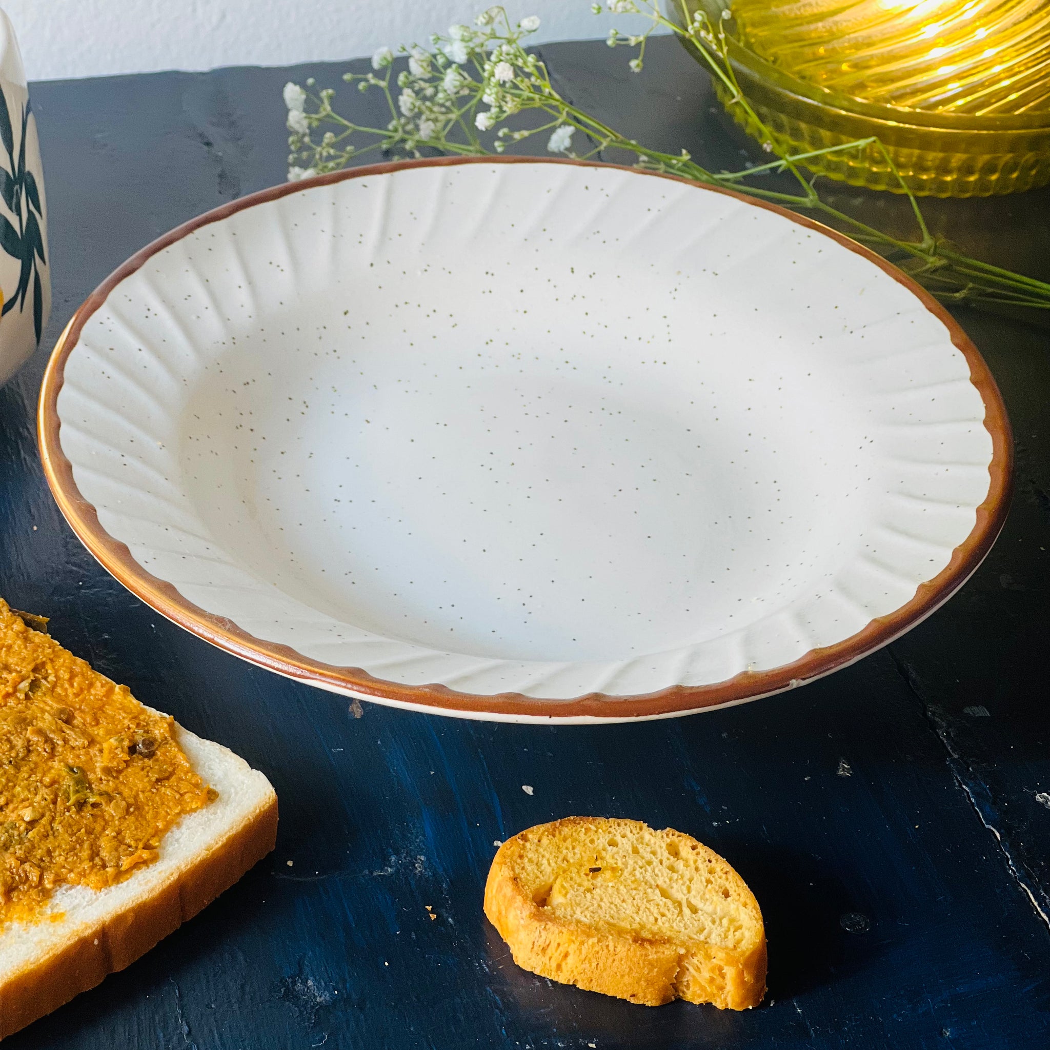 Sunflower Mug + Off-White Deep Plate Combo