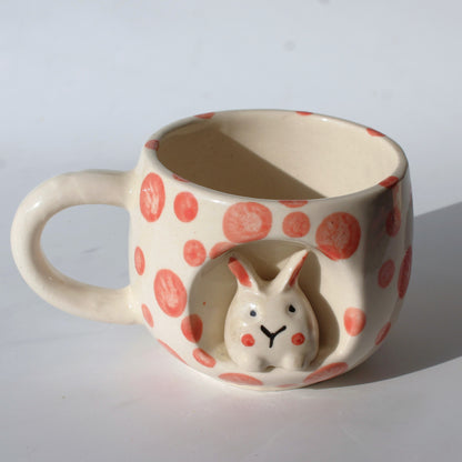 Bunny Hole Mug- Pink Dotted Coffee, Milk Mug