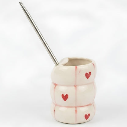 Checks tumbler with straw (280ml)