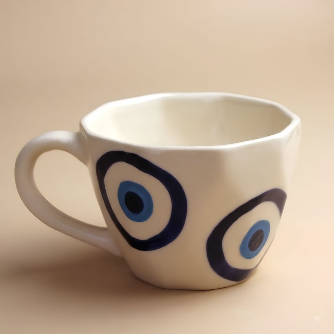 Evil Eye Mug- Ivory, 200ml