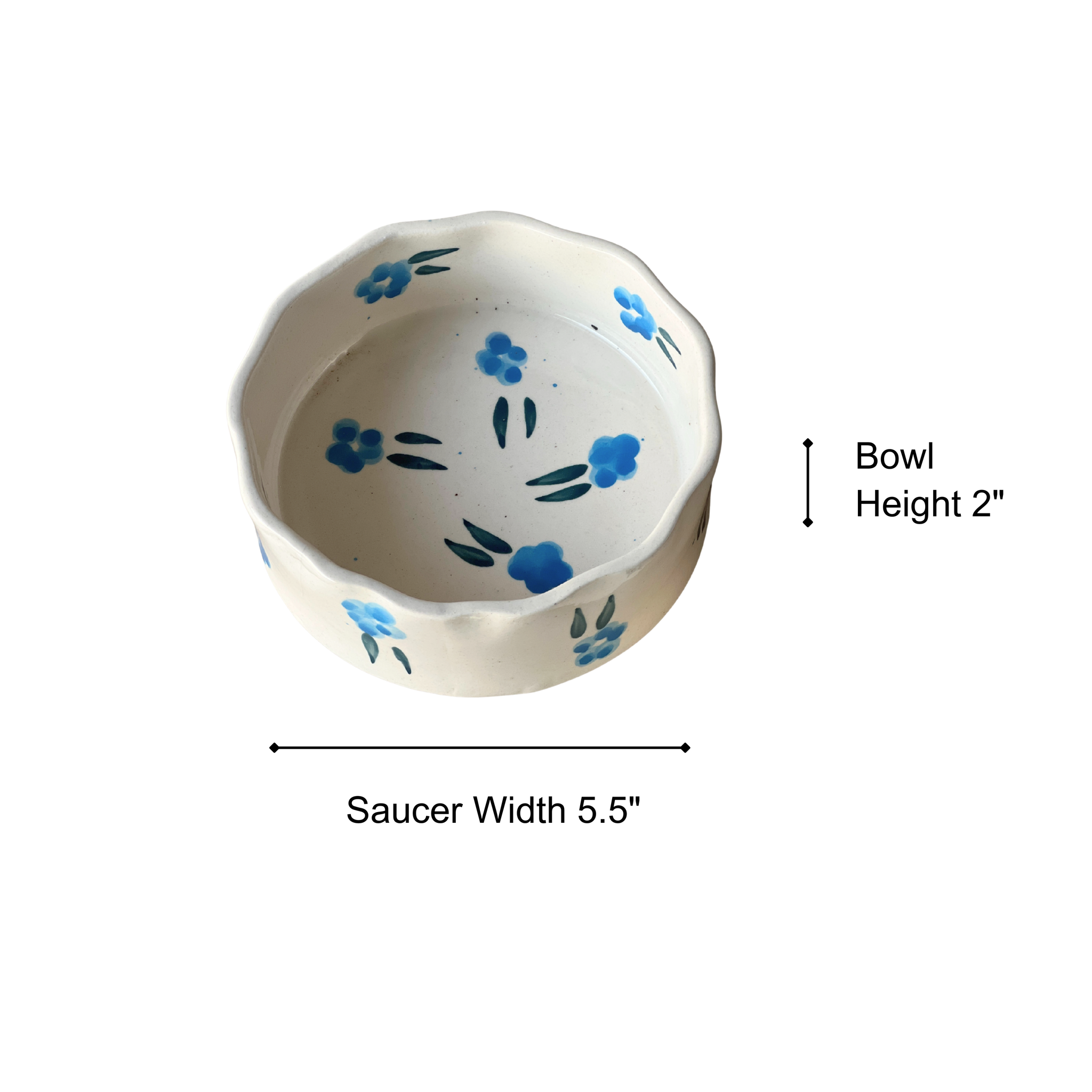 Blue Flowers Ceramic Bowl : Smoothie/ Yogurt bowl (270ml)