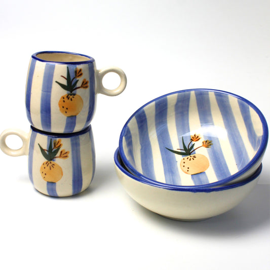 Breakfast Set - Apricot Ceramic Bowl+ Mug Set