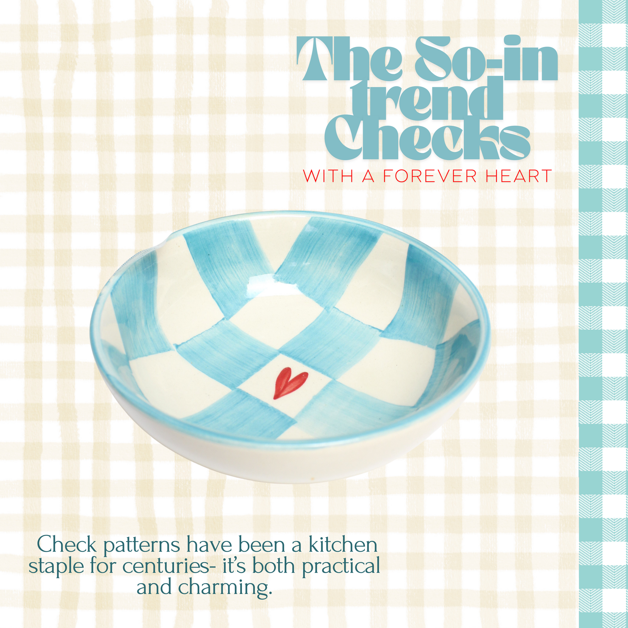 Sea Check Ceramic Bowl- Multipurpose Deep Bowls