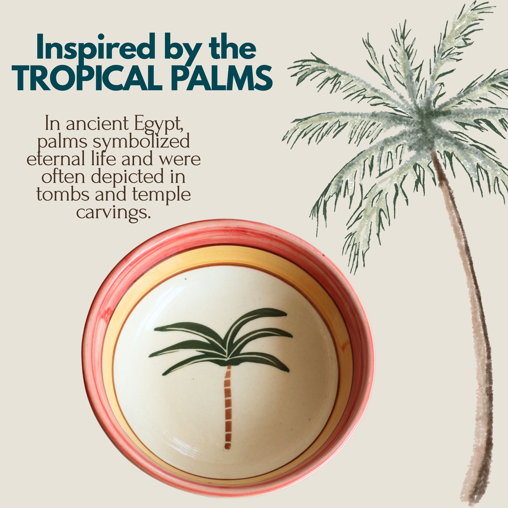 Palm Ceramic Bowl- Multipurpose Deep Bowls