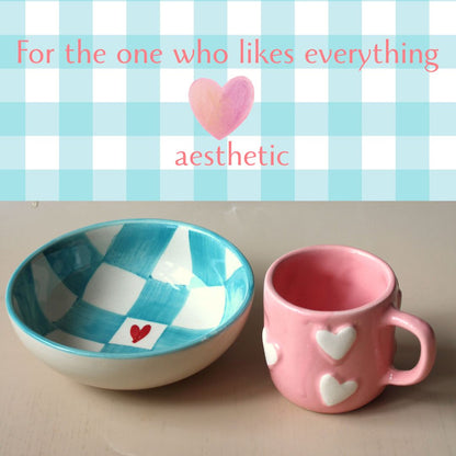Aesthetic heart breakfast gift set ceramic combo - del hogar