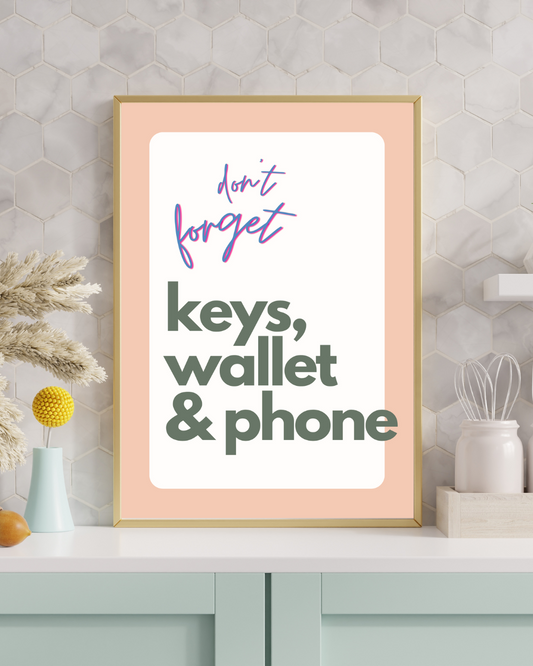 Keys Wallet Phone - Framed Wall Art for Entrance