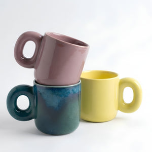 Chunky Mugs Set of 3 mugs- Multi color, 300ml