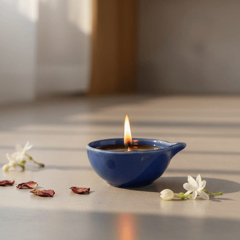 Ceramic Diyas - (Set of 3) Multicolor Glazed